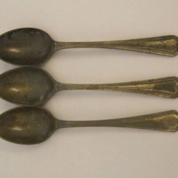 Vintage Silverplate Flatware EP NS Tee Spoon 4.5" Lot of 3 - Picture 1 of 4